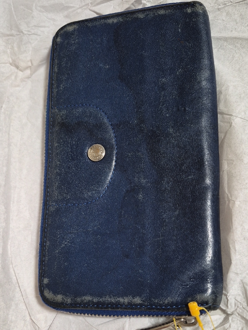 Longchamp Navy Blue Zip-long Leather Wallet